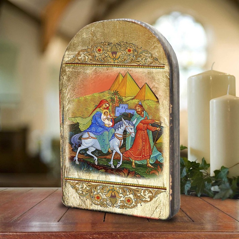 Flight to Egypt Wooden Gold Plated Religious Orthodox Sacred Icon – Inspirational Icon Decor – 86016