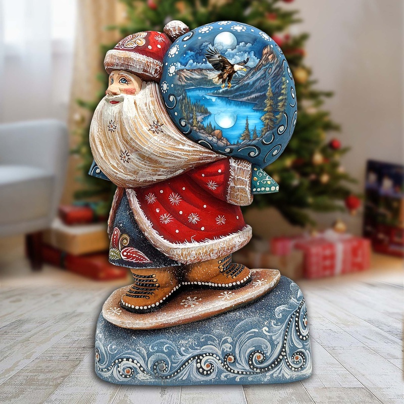 Flying Eagle Sack Santa Hand-Painted WOODCARVED Masterpiece by G. DeBrekht – Christmas Dcor – 8204014
