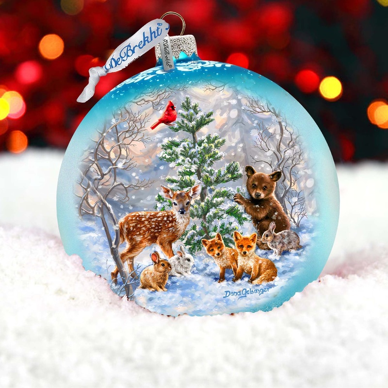 Forest Friends Lg Glass Ornament by D. Gelsinger – Christmas Decor – 73949