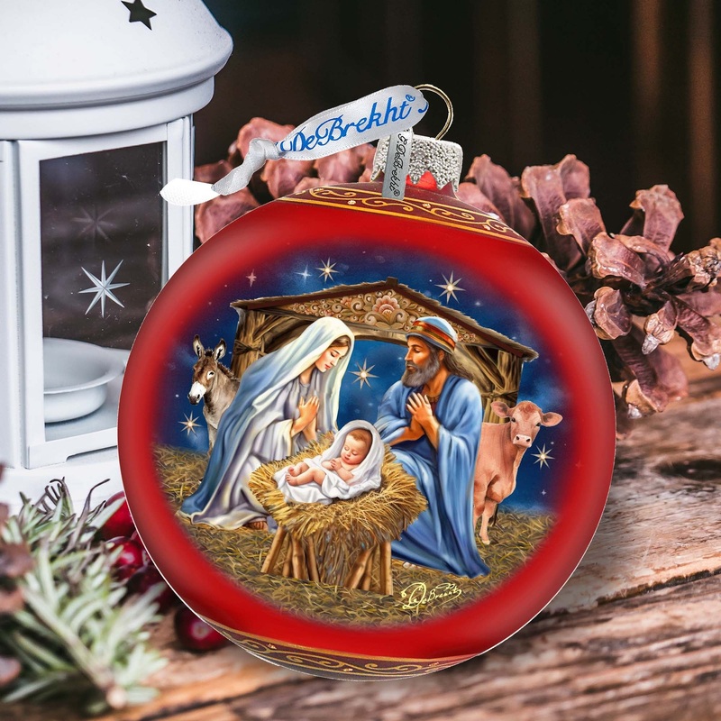 From Stable to Savior Lg Glass Ornament by  – Nativity Holiday Decor – 73956