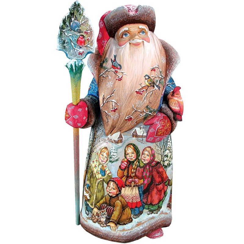 Fun with friends Santa, Hand-Painted WOODCARVED Figurine L291362 by G. DeBrekht – SPECIAL ORDER *** PRE-ORDER – Handmade Just for You! ***
