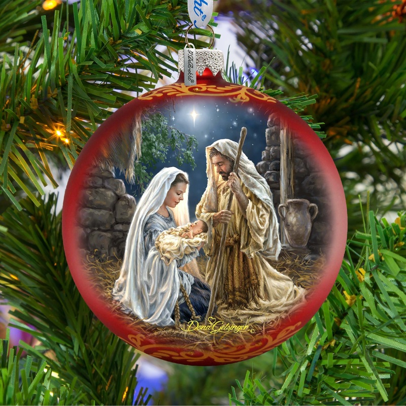 Glory to God in Red Glass Ornament by D. Gelsinger Nativity Holiday Decor – 71156-1722R