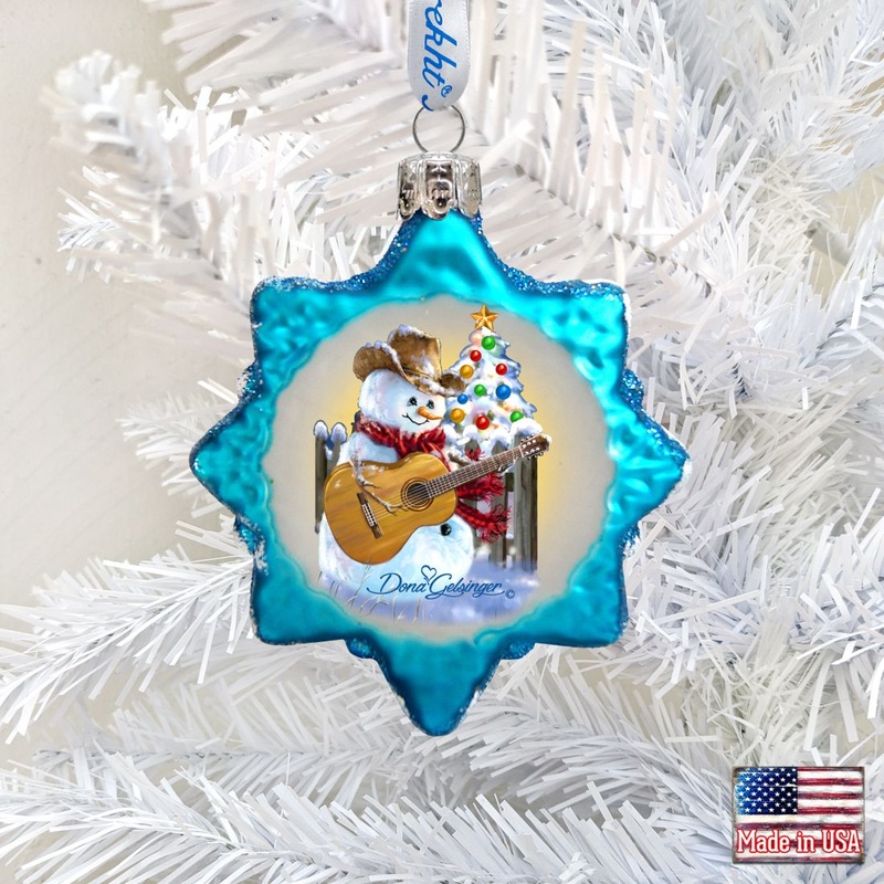Guitar Snowman Mercury Glass Ornament by D. Gelsinger – Christmas Santa Snowman Decor – 778103-1531