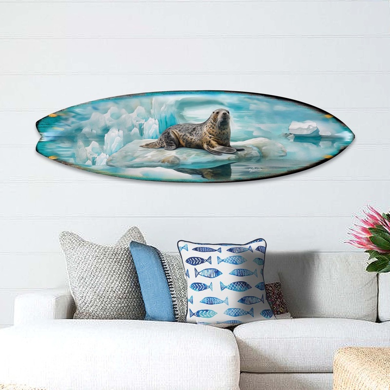 Leopard Seal Surfboard Wildlife Wall Art by G. DeBrekht – Wildlife Holiday Decor – 8490117HS