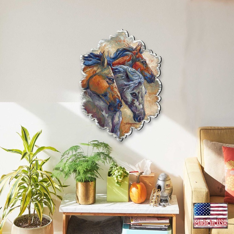 Let Them Run Horse Heads Wall Art by J. Bergsma – Wildlife Holiday Decor – 8591259W-JB