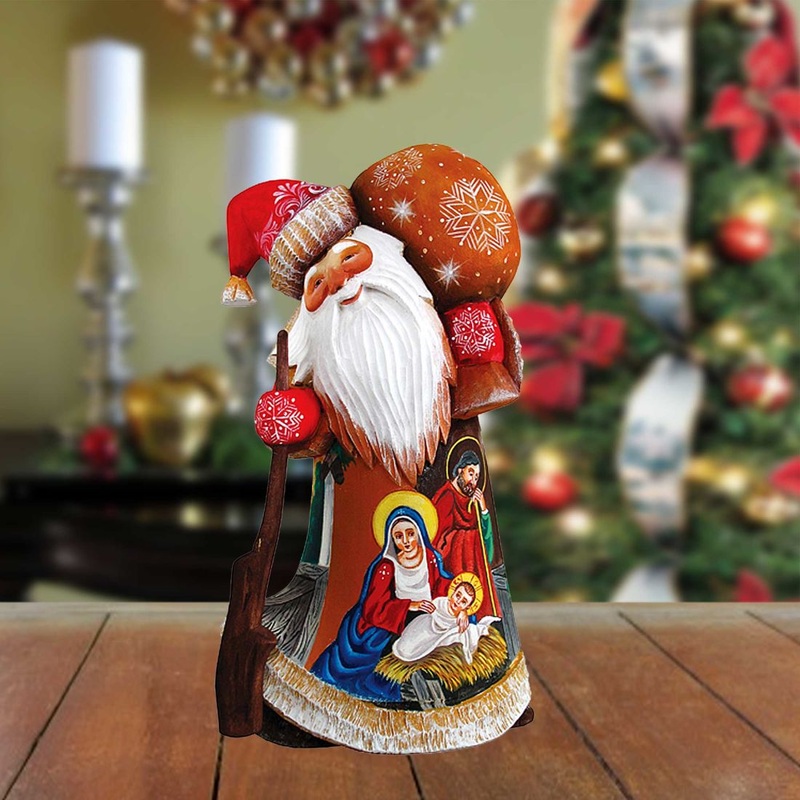 Nativity Santa Hand-Painted WOODCARVED Masterpiece by G. DeBrekht – Nativity Holiday Decor – 8214473 *** PRE-ORDER – Handmade Just for You! ***