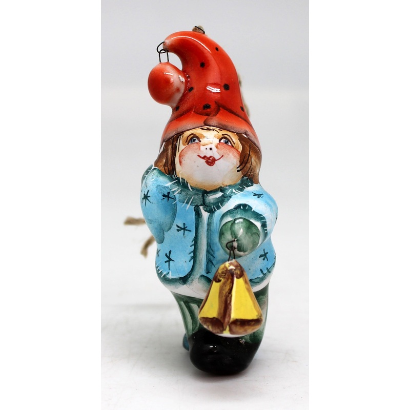One-of-a-Kind Little Gnome Unique Hand Painted Porcelain Holiday Ornament 3.5 by G. DeBrekht
