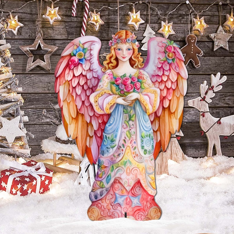 Pink Floral Angel Outdoor Decor by G. Debrekht – Nativity Holiday Decor – 8611023F
