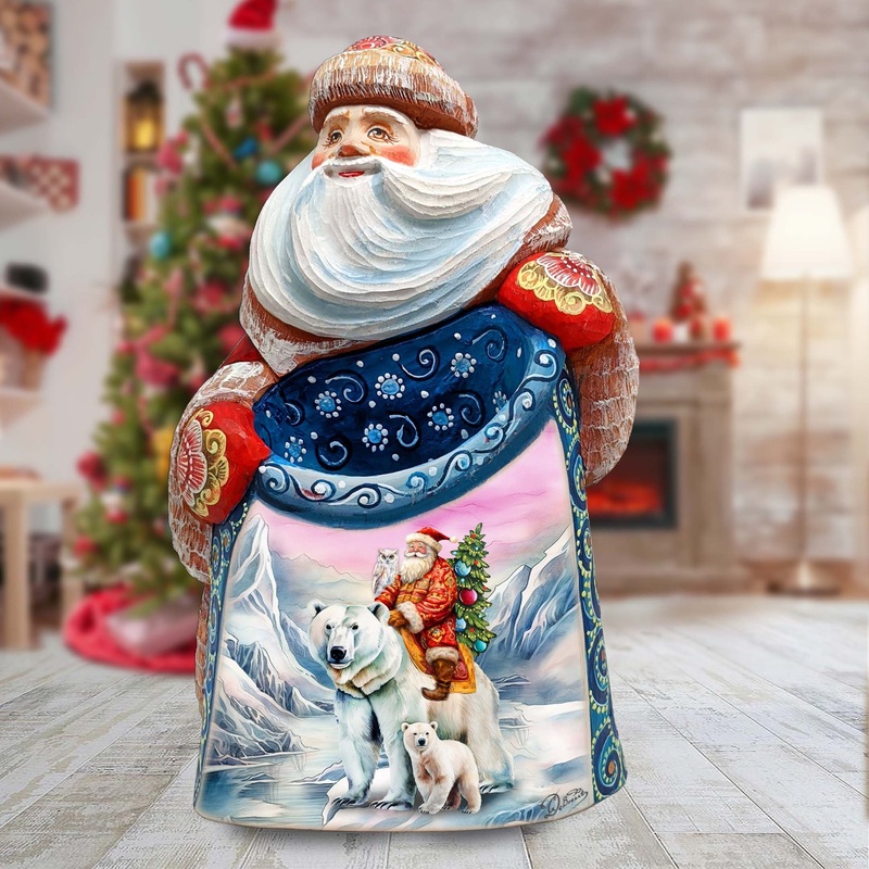 Polar Ride Santa Hand-Painted WOODCARVED Masterpiece Figurine by G. DeBrekht – Christmas Decor – 8203026 *** PRE-ORDER – Handmade Just for You! ***