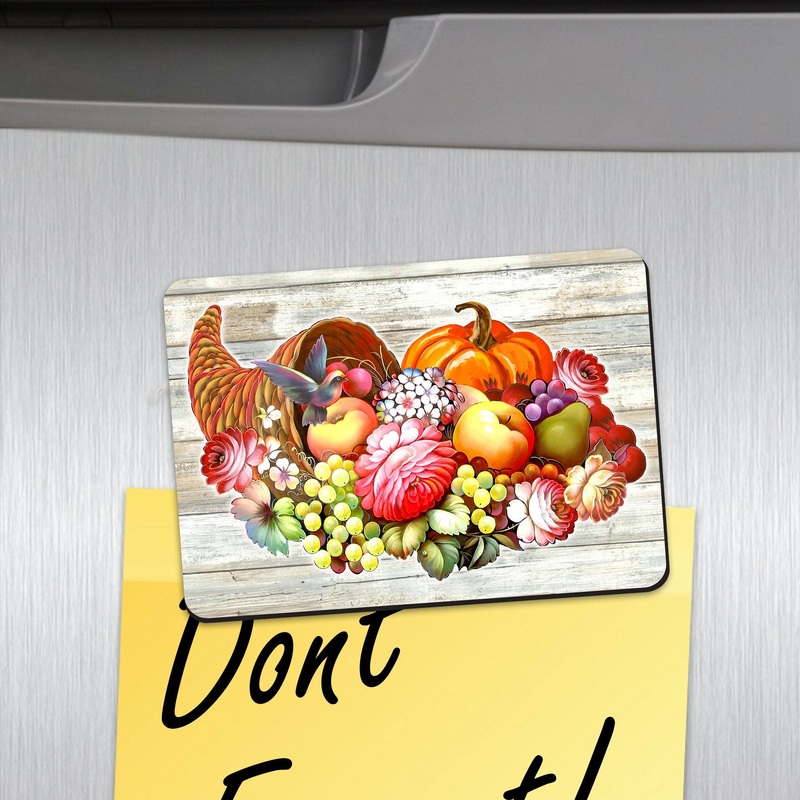 Prosperity Cornucopia Refrigerator Wooden Magnets Set of 3