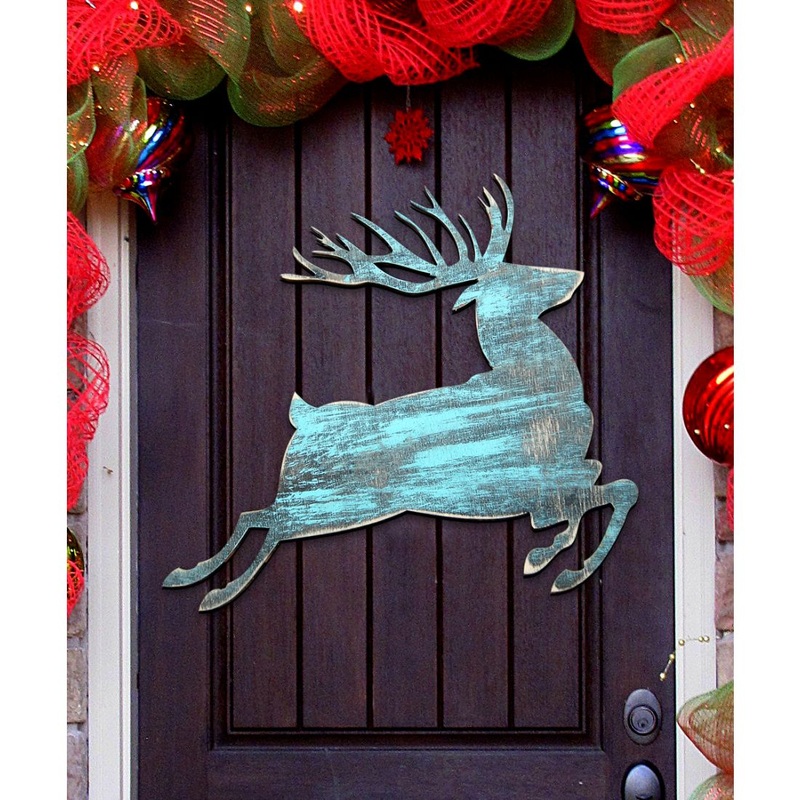 Rustic Prancing Deer Wildlife Door Decor – Wildlife Holiday Decor – 8198211-3H