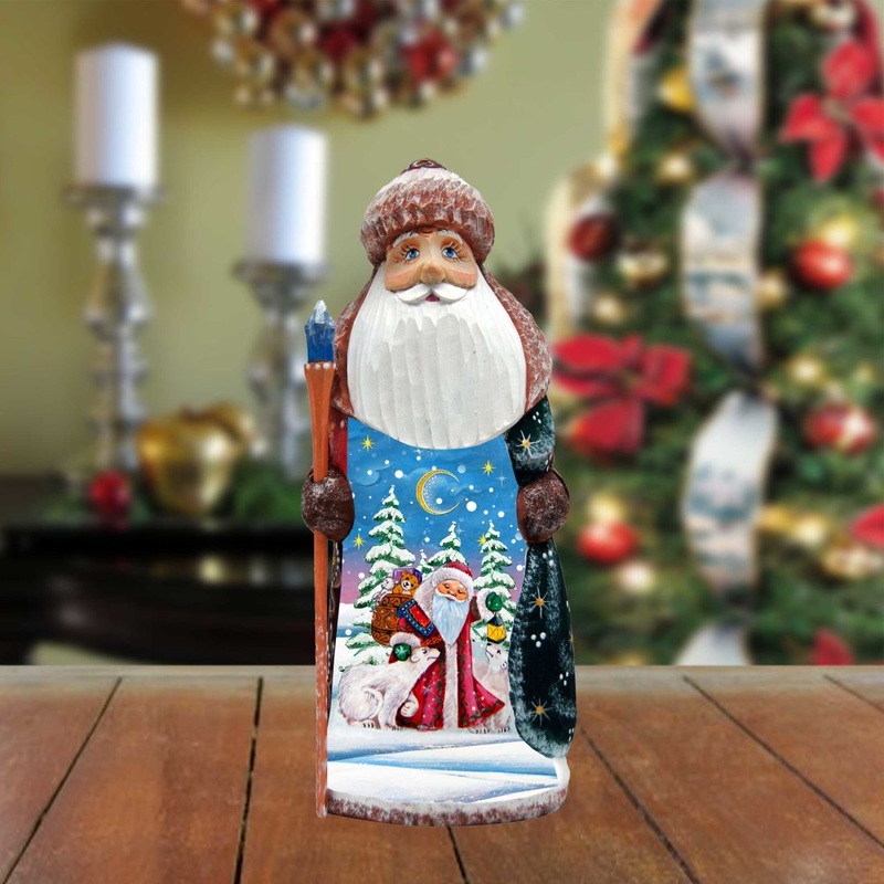 Santa and His Helpers Santa Hand-Painted WOODCARVED Masterpiece by G. DeBrekht – Christmas Decor – 8201015-3