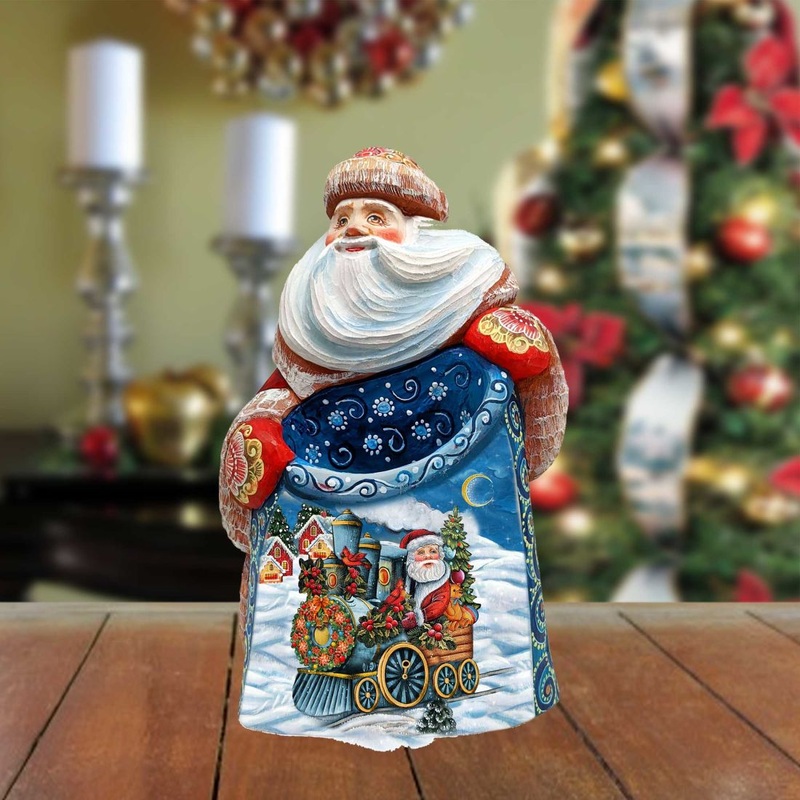 Santa Express Santa Hand-Painted WOODCARVED Masterpiece by G. DeBrekht – Christmas Decor – 8203011 *** PRE-ORDER – Handmade Just for You! ***