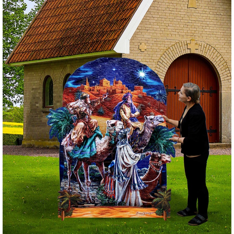 Santa in Sleigh Outdoor Decor by G. Debrekht – Christmas Santa Snowman Decor – 8611037F