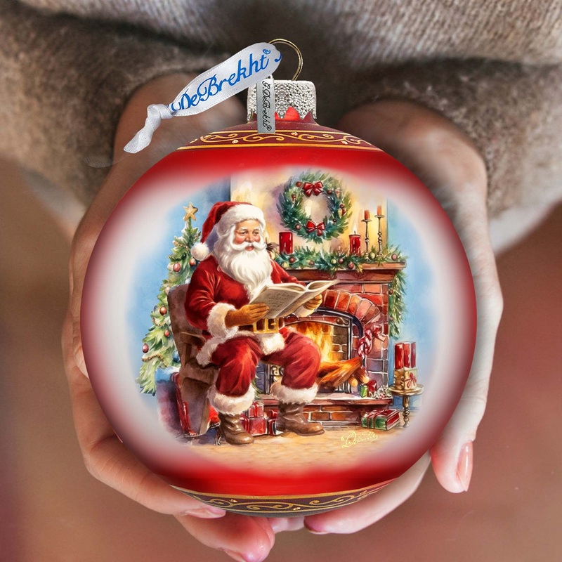 Santas Cozy Audit Lg Glass Ornament by  – Christmas Santa Snowman Decor – 73957