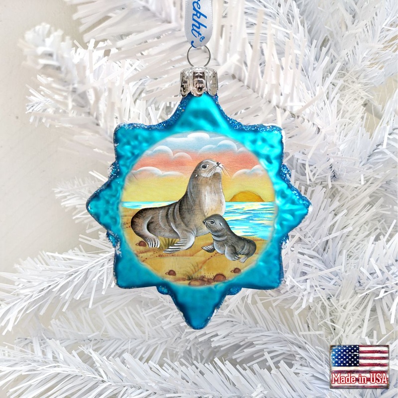 Seal Star Mercury Glass Ornament by G. DeBrekht – Coastal Holiday Decor – 775476