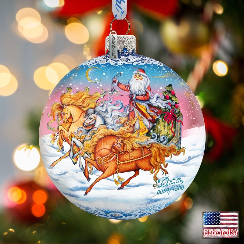 Sleigh Ride Ball Glass Ornament Limited Edition by G. DeBrekht – 73850