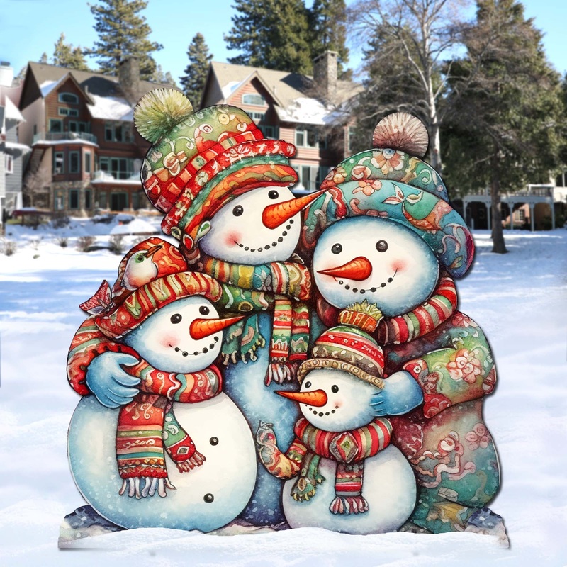 Snowman Family Outdoor Decor by G. Debrekht – Christmas Santa Snowman Decor – 8611057F