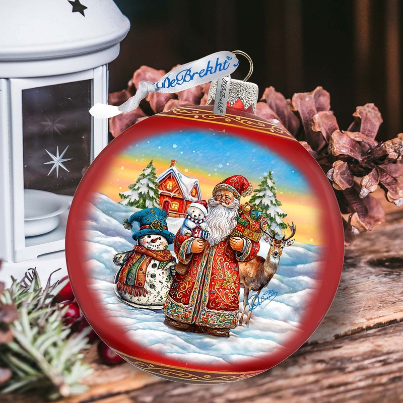 Snowman Splendor Lg Glass Ornament by  – Christmas Santa Snowman Decor – 73944