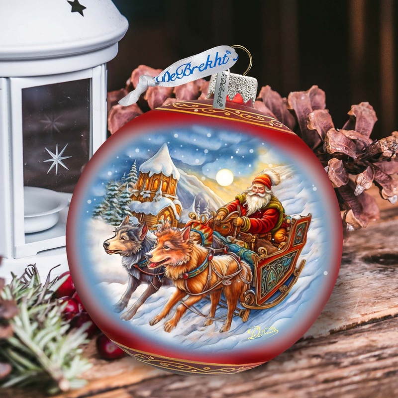 Snowy Trails Lg Glass Ornament by  – Christmas Santa Snowman Dcor – 73943