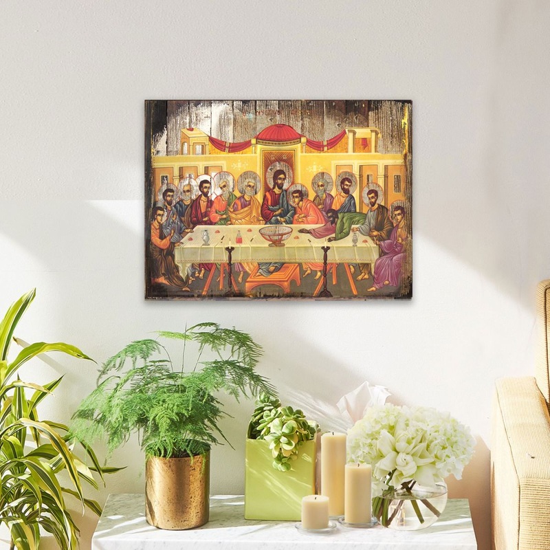 The Last Supper Wooden Gold Plated Religious Christian Sacred Icon – Inspirational Icon Dcor – 85070