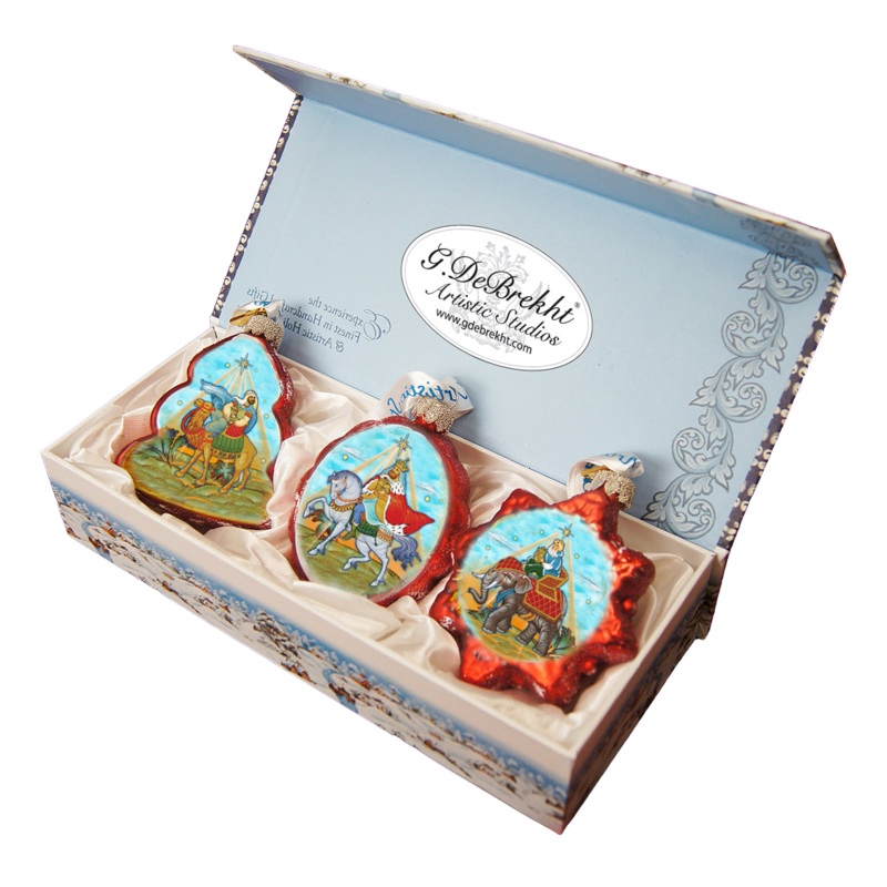Three Kings Mercury Glass Ornaments Set of 3 by G. DeBrekht – Nativity Holiday Decor – 770102S3