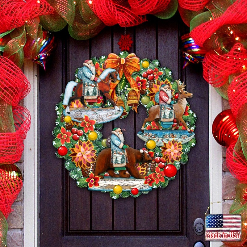 Traveling Santa Holiday Door Wreath by G. DeBrekht – Christmas Decor – 8185307-2H