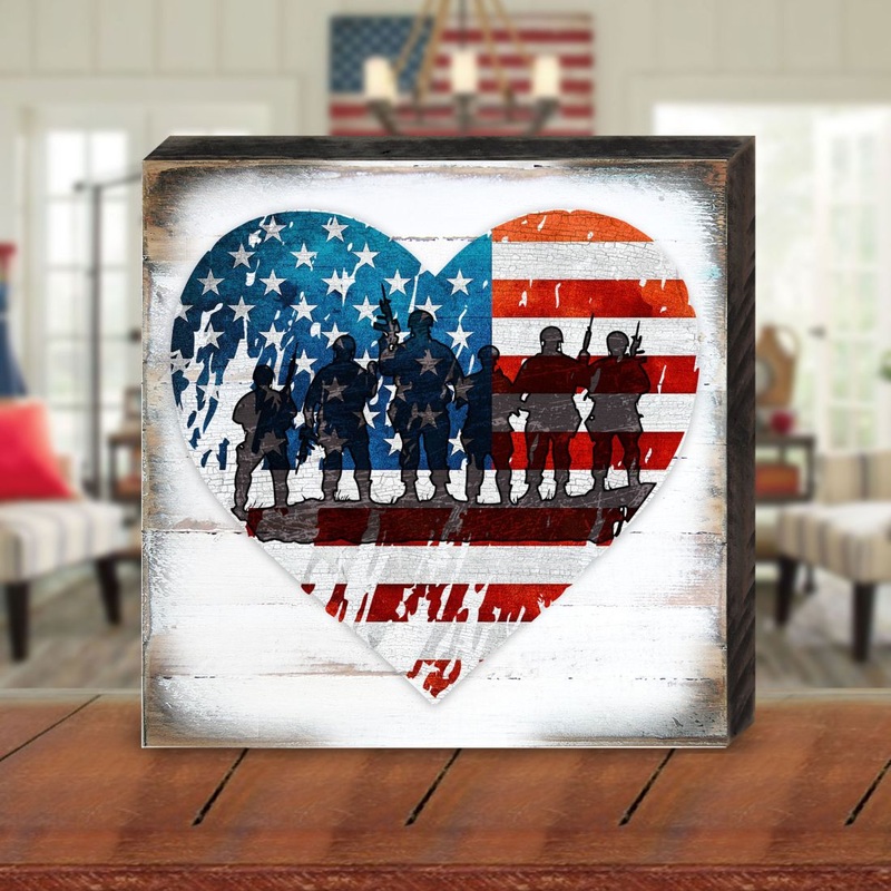 USA Military Heart Patriotic Wooden Decor – American Patriotic Decor – 8187130B