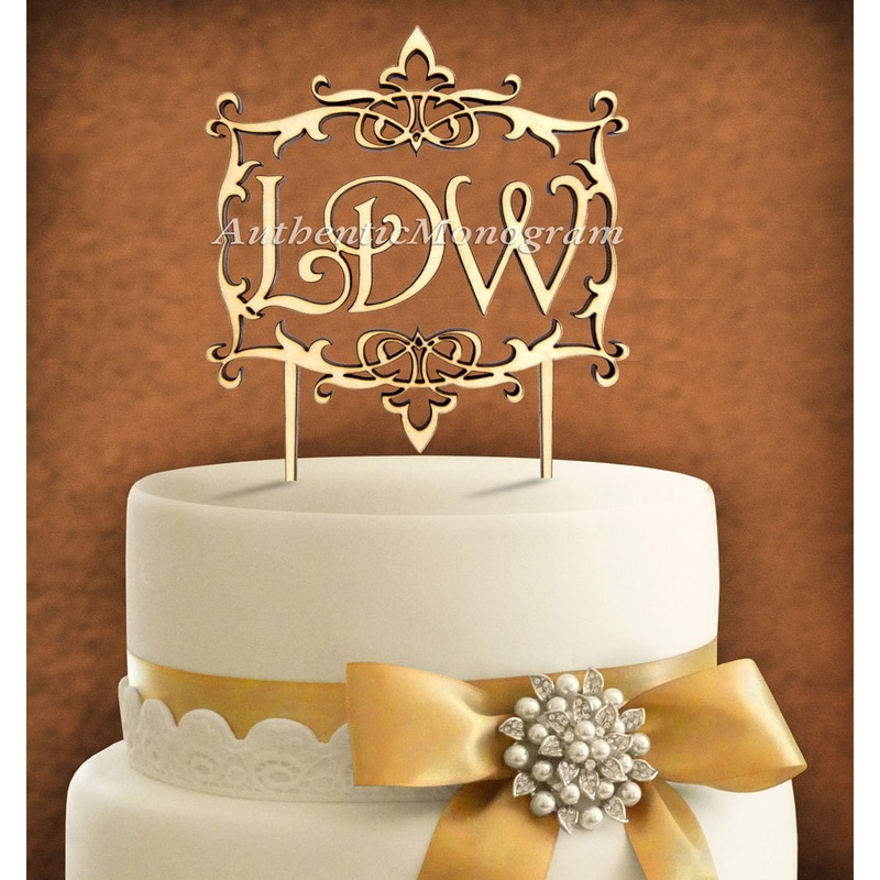 Wedding Cake Topper – Wooden Cake Topper – Custom Initial Monogram in Frame, Wedding, Birthday, Family, Celebration, Anniversary 4109