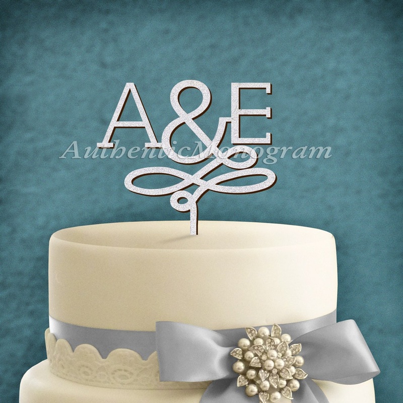 Wedding Cake Topper – Wooden Unpainted INITIALS MONOGRAM decorated Cake Topper, Anniversary, Wedding Decor Celebration, Engagement 42083*