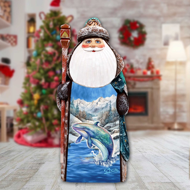 Whale’s Melody Santa Hand-Painted WOODCARVED Masterpiece Figurine by G. DeBrekht – Christmas Decor – 8201019