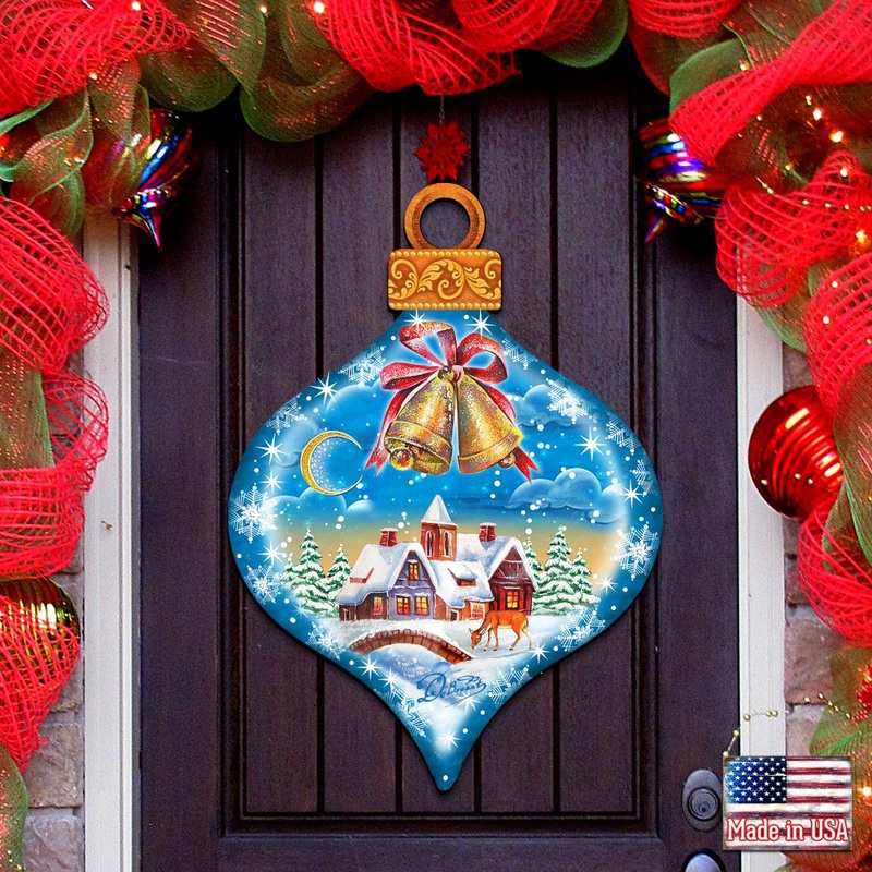 Winter Drop Ornament Door Decor by G. DeBrekht – Christmas Santa Snowman Decor – 8112182H