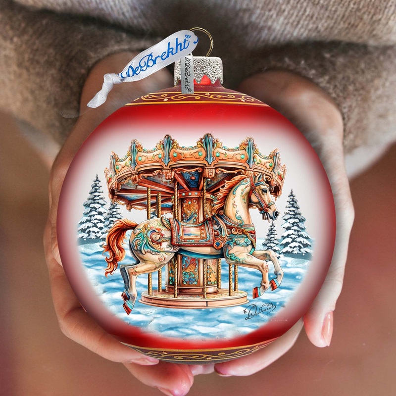 Winter Wonderland Carousel Lg Glass Ornament by  – Christmas Holiday Decor – 73953