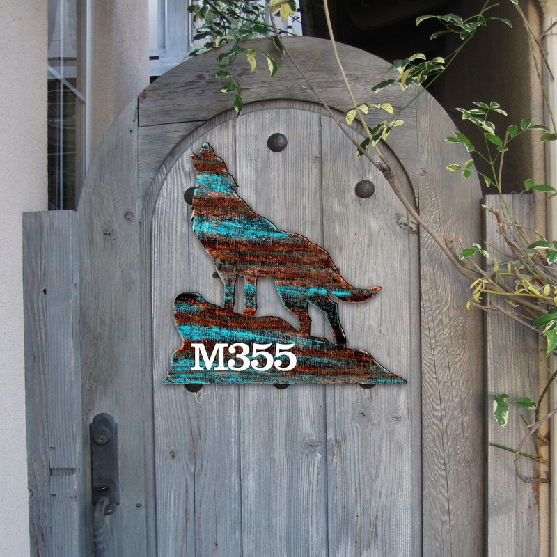 Wolf Log Cabin Wooden Personalized House Number Sign by G. Debrekht – Nature Wildlife Decor – Handcrafted Wooden Handcrafted Wooden Handcrafted Wooden Handcrafted Wooden Address Sign – MA98227