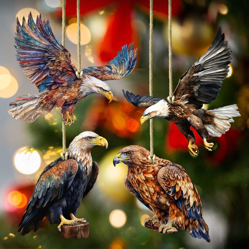Alaskan Eagles Wooden Ornaments Set of 3 by G. Debrekht – Wildlife Holiday Decor – 8091321S4