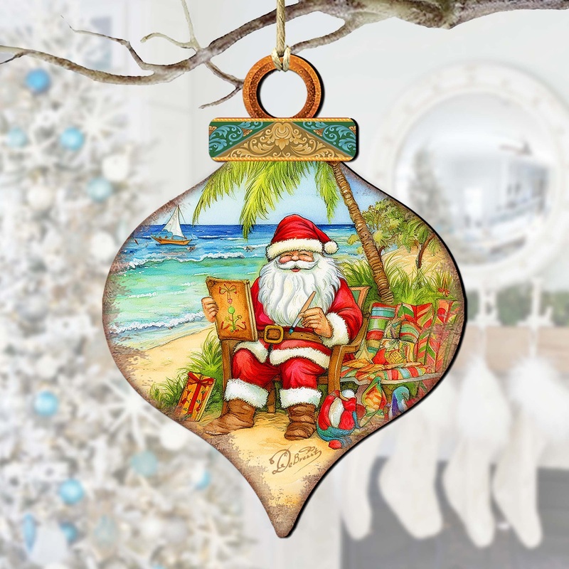 Beach Themed Ornaments – Santa’s Artistry Wooden Ornaments by G. Debrekht Coastal Holiday Decor – 8688184