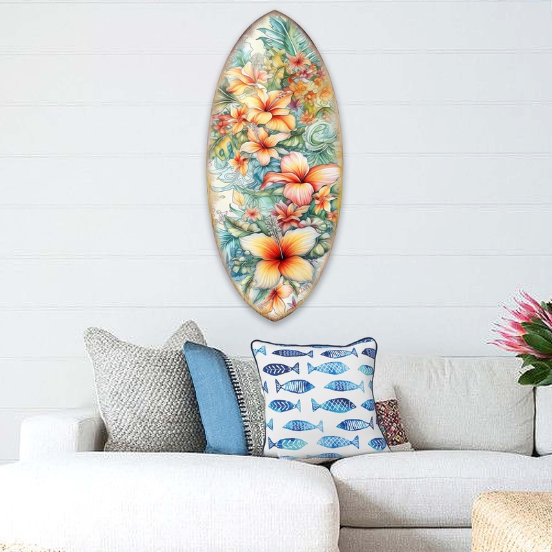 Bloom Harmony Surfboard Coastal Wall Art by G. DeBrekht – Coastal Holiday Decor – 8490132HS