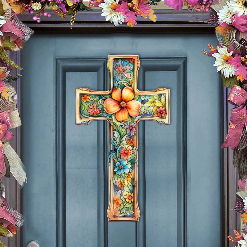 Blossom Cross Holiday Door Decor by G. Debrekht – Easter Spring Decor – 8688165H