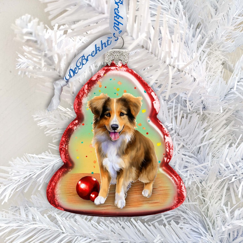 Christmas Ornaments – Playful Dog Keepsake Glass Ornaments by G. Debrekht – Christmas Decor – 777403