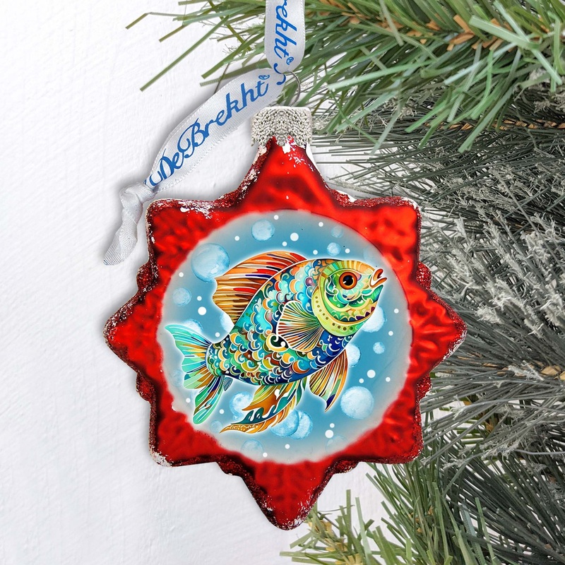 Coastal Decorations – Colorful Fish Keepsake Glass Ornaments by G. Debrekht – Christmas Decor – 777409