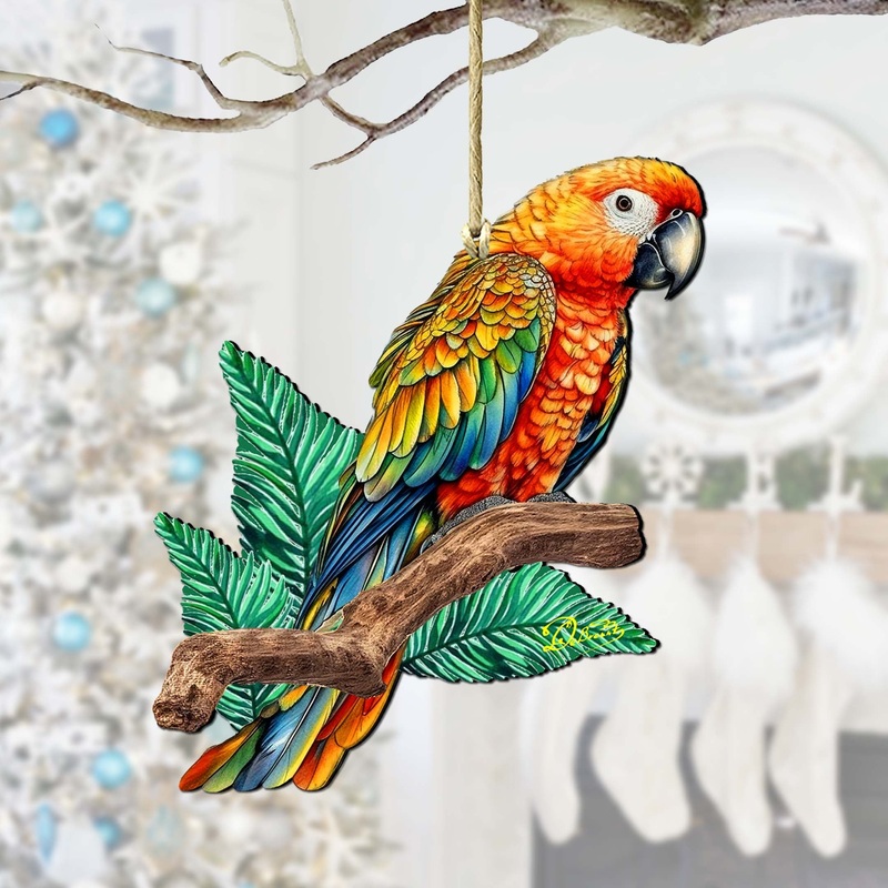 Coastal Decorations – Parrot Wooden Ornaments by  Coastal Holiday Decor – 8688204