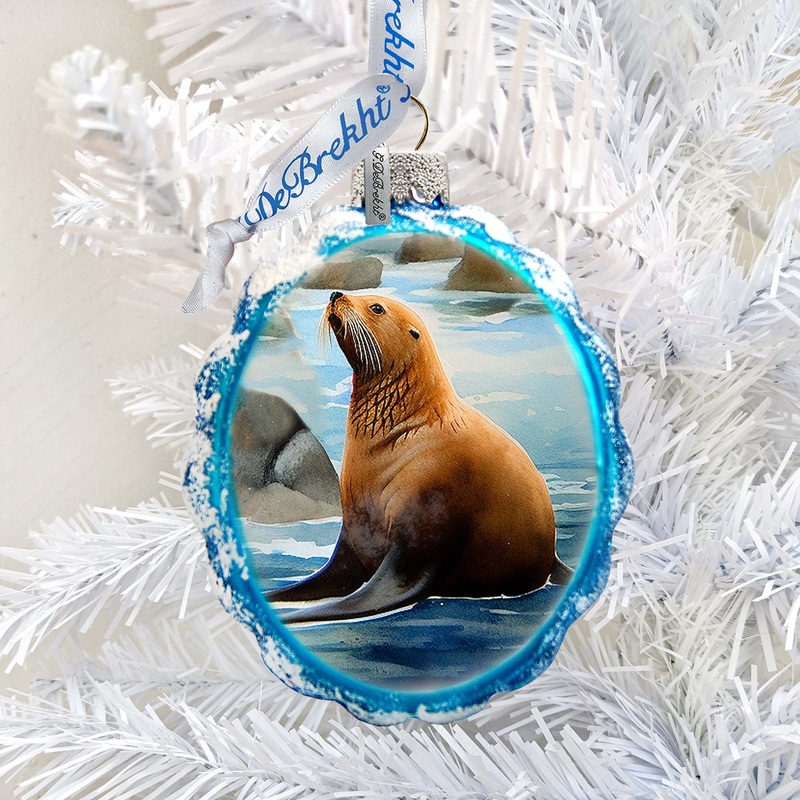 Coastal Decorations – Sea Lion Keepsake Glass Ornaments by G. Debrekht – Christmas Decor – 777391