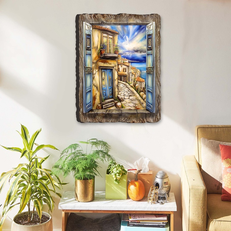 Coastal Town Window View Wall Art by G. DeBrekht Coastal Decor – 8492102W