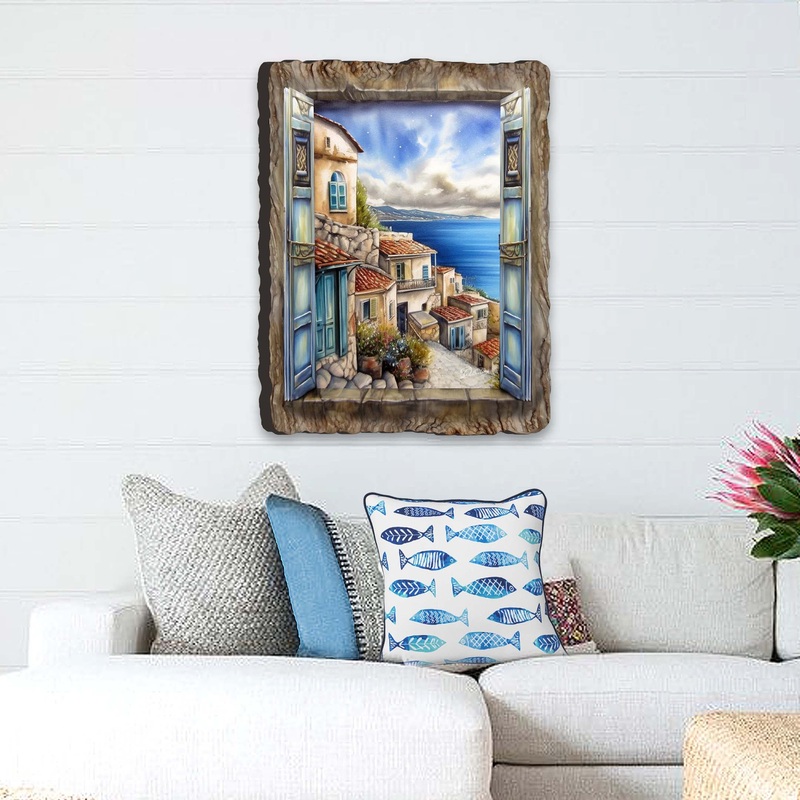 Coastal Town Window Wall Art by G. DeBrekht Coastal Dcor – 8492107W