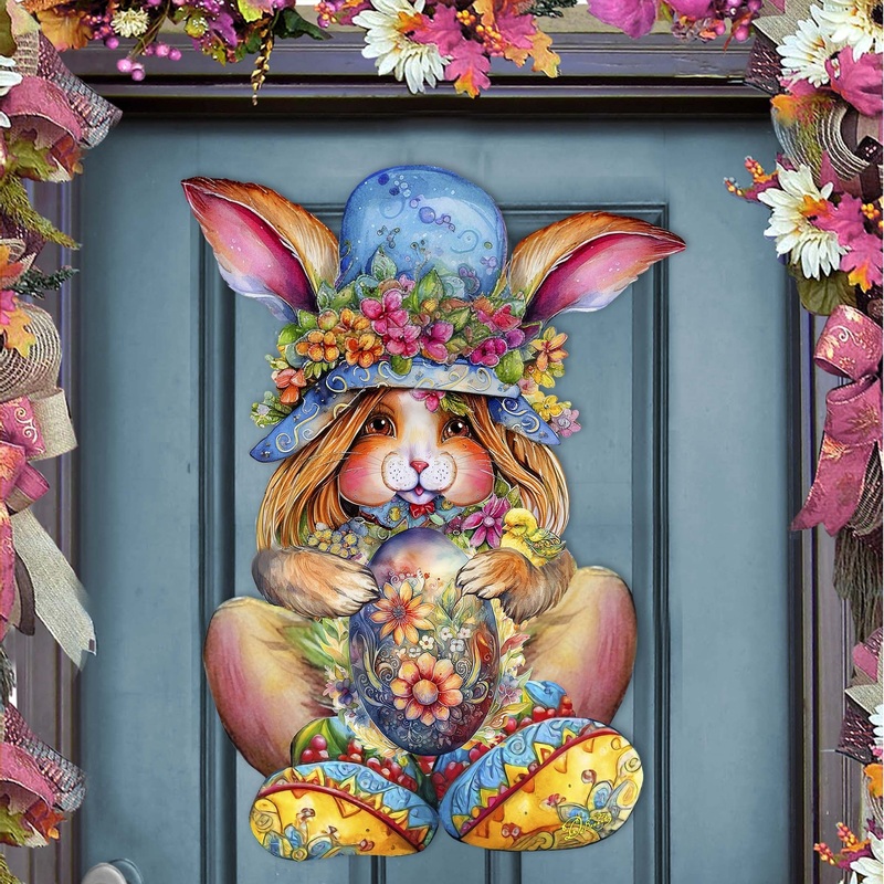 Easter Bunny Girl Holiday Door Decor by G. Debrekht – Easter Spring Decor – 8652765H