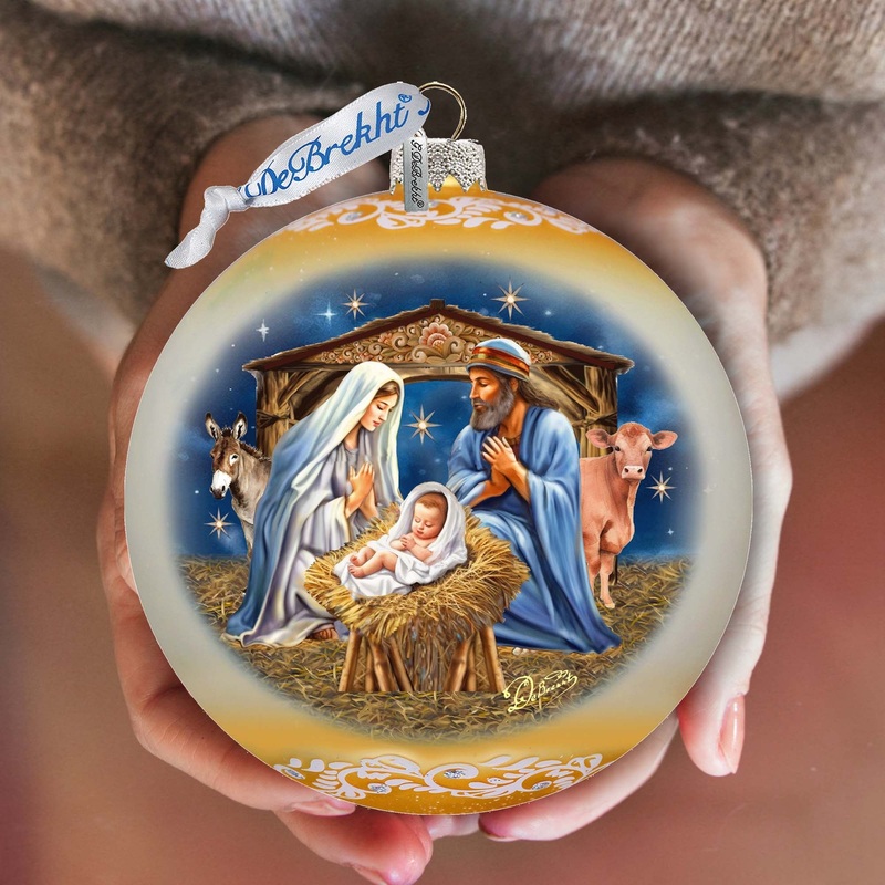 From Stable to Savior Lg Glass Ornament by  – Nativity Holiday Decor – 73956G