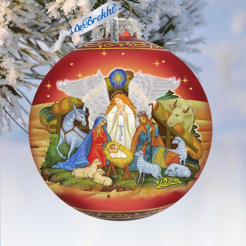 Guarding Light Nativity Glass Ornament Limited Edition by G. DeBrekht – Inspirational Nativity Dcor – 73860-2