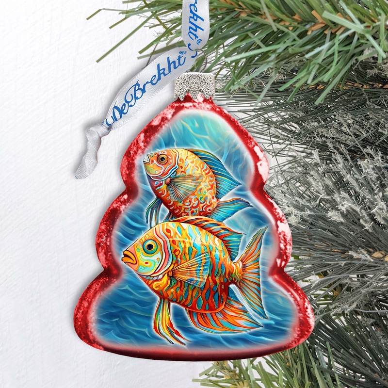 Holiday Coastal Decor – Colorful Fish Keepsake Glass Ornaments by G. Debrekht – Coastal Holiday Decor – 777404