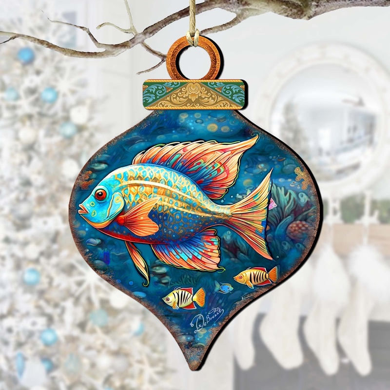 Holiday Coastal Ornaments – Exotic Fish Wooden Ornaments by G. Debrekht Coastal Holiday Decor – 8688179