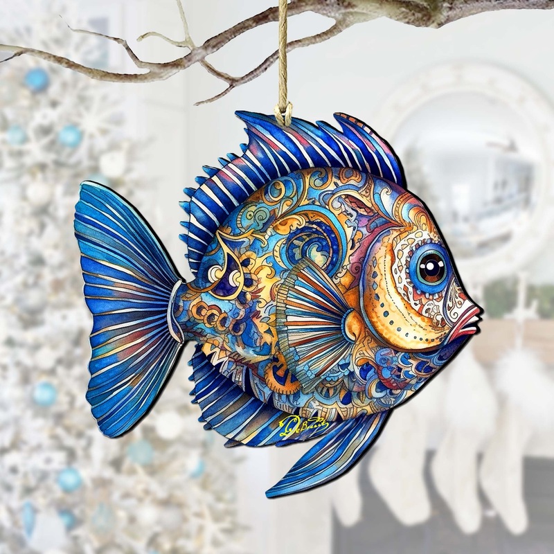 Holiday Coastal Ornaments – Turquoise Tide Fish Wooden Ornaments by  Coastal Holiday Decor – 8688305